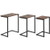 HOMCOM C-Shaped Nesting Tables Set of 3 with Steel Frame, Rustic Brown