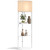 HOMCOM Corner Modern Floor Lamp with Shelves for Living Room, Bedroom, White
