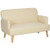 HOMCOM 2 Seater Sofa with 21cm Thick Padding and Wood Legs - Cream