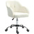HOMCOM Fluffy Vanity Chair for Desk, with Height Adjustable, Wheels - Cream