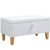 HOMCOM Linen Storage Ottoman Storage Box Footstool with Rubberwood Legs Cream