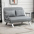 HOMCOM Fabric Convertible 2 Seater Sofa Bed w/ 2 Pillows, Light Grey