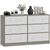 HOMCOM Chest of Drawers, 4 or 6 Drawer Dresser for Bedroom, Grey and Rustic Brown - White and Grey / 114W x 30D x 70H cm
