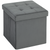 HOMCOM Foldable Velvet-Feel Storage Ottoman, 38 x 38 x 38 cm, Grey - Grey