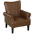 HOMCOM Upholstered Modern Accent Chair,  Armchair with Wood Legs, Brown - Brown / 80W x 73D x 94Hcm