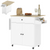 HOMCOM Kitchen Island with Drop Leaf, Rolling Kitchen Storage Trolley, White