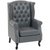 HOMCOM Chesterfield-style Wing Back Armchair Tufted Accent Chair Grey