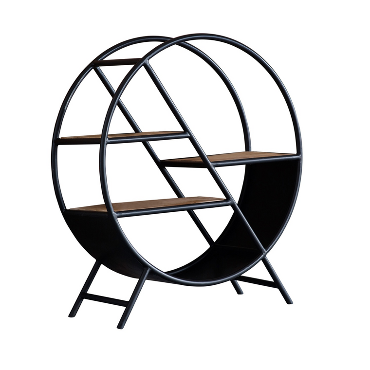 Cosmo Industrial Round Open Bookcase
