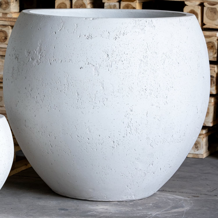 Orbello | White Mist  110cm XXL Concrete Sphere Planter  686L Round Plant Pot
