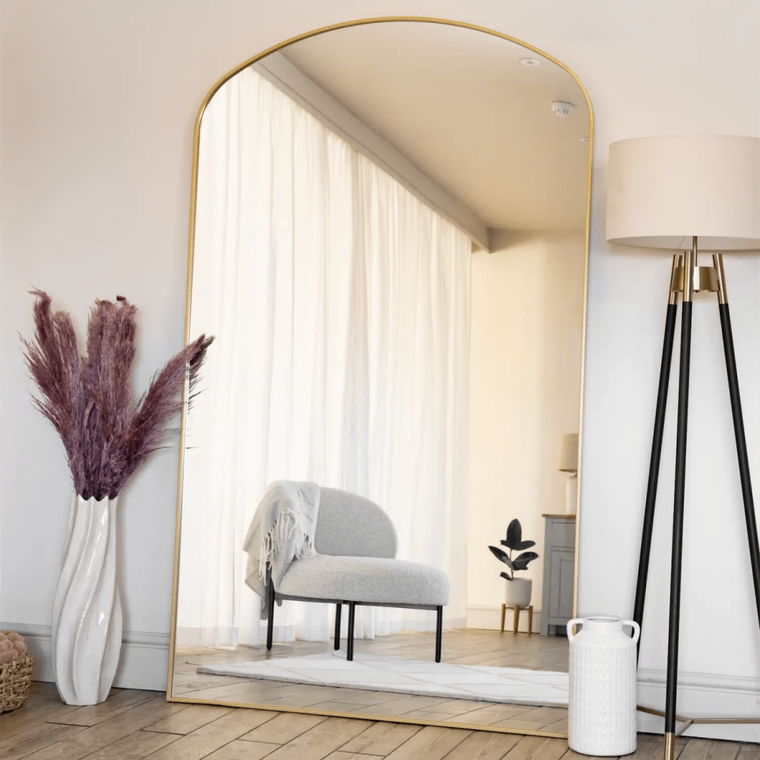 Yko - Full Length Gold Metal Gentle Arch Mirror - 180cm x 90cm.