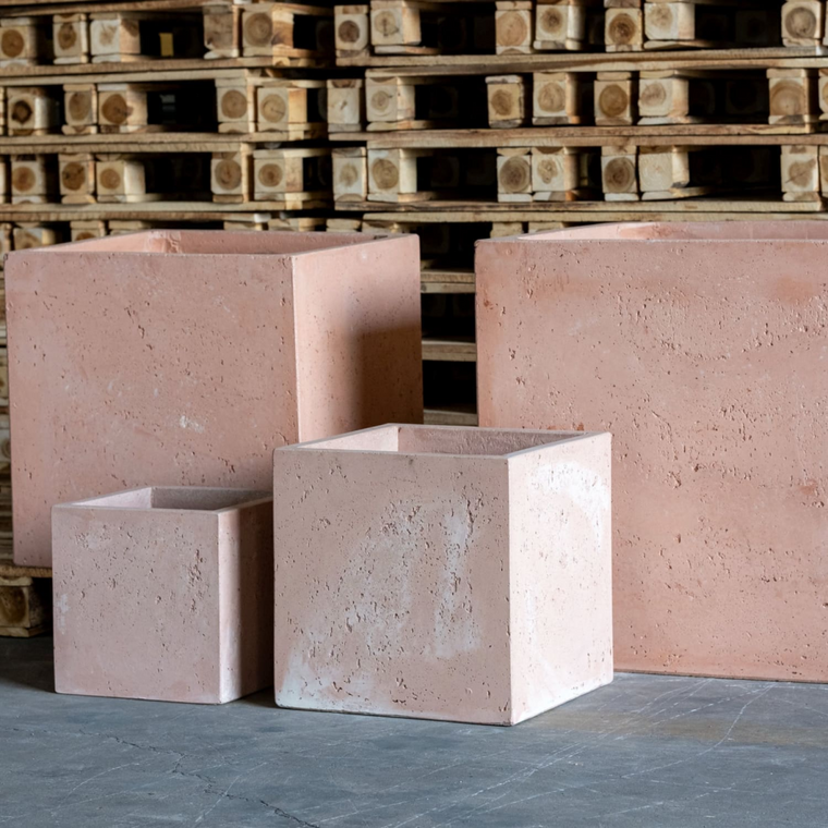 Cubrosa | Blushstone  70cm Extra Large Concrete Cube Planter  246L Square Plant Pot