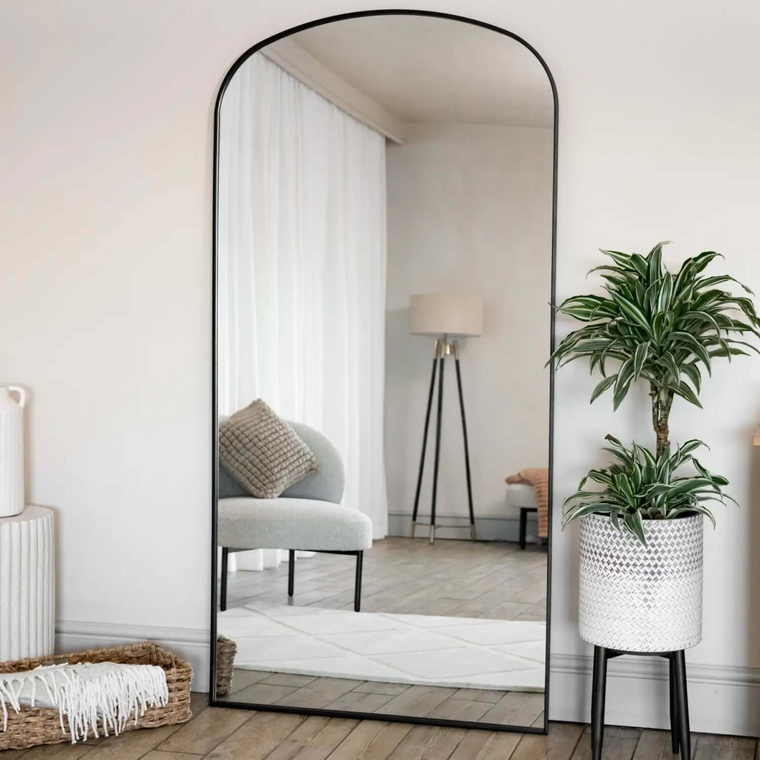 Yko - Full Length Black Metal Gentle Arch Mirror - 180cm x 90cm