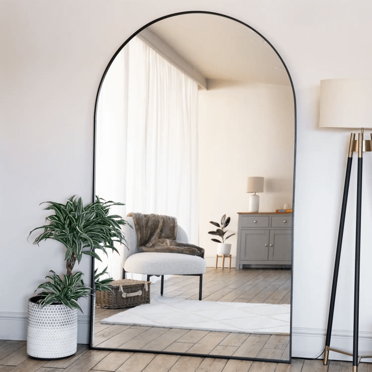 Akiko- Full Length Black Metal Arched Mirror - 200cm x 120cm
