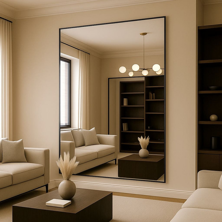 Takara - Full Length Black Metal Rectangle Mirror - 200cm x 150cm