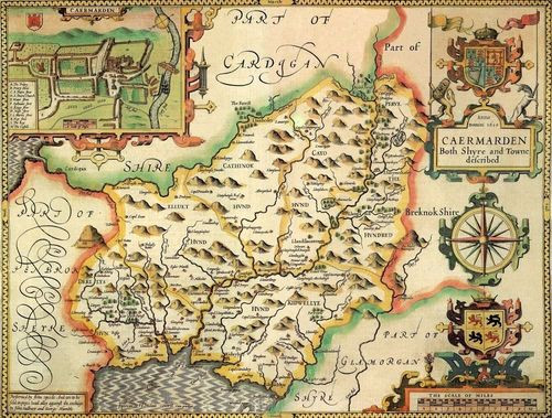 Carmarthenshire Historical Map 1000 Piece Jigsaw Puzzle (1610)