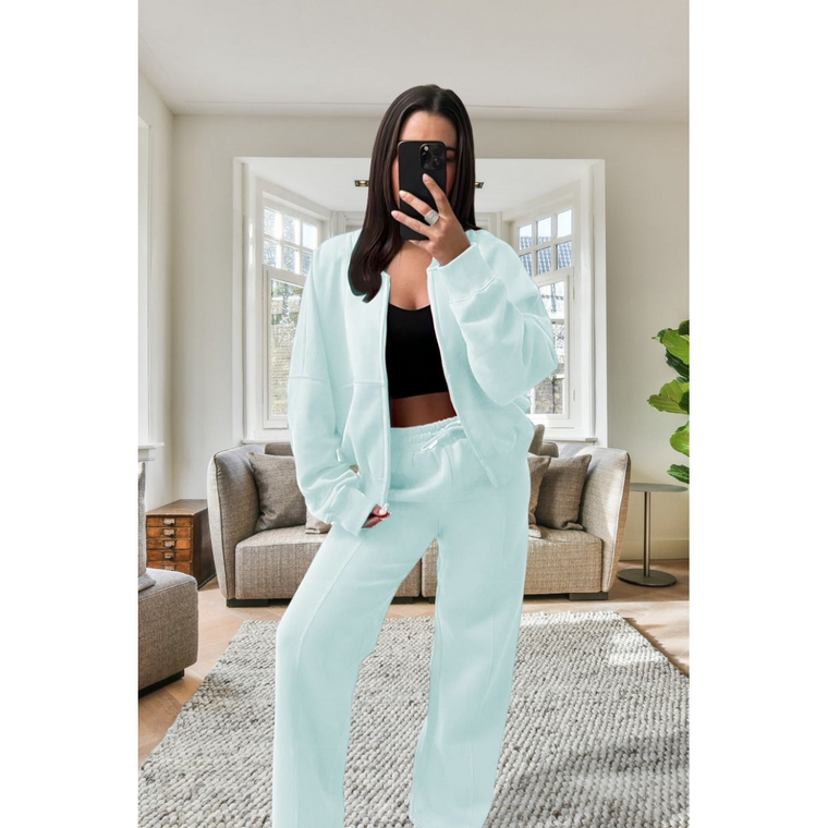Stylish Oversized Fleece Tracksuit Set for Ultimate Comfort - Mint / L/XL