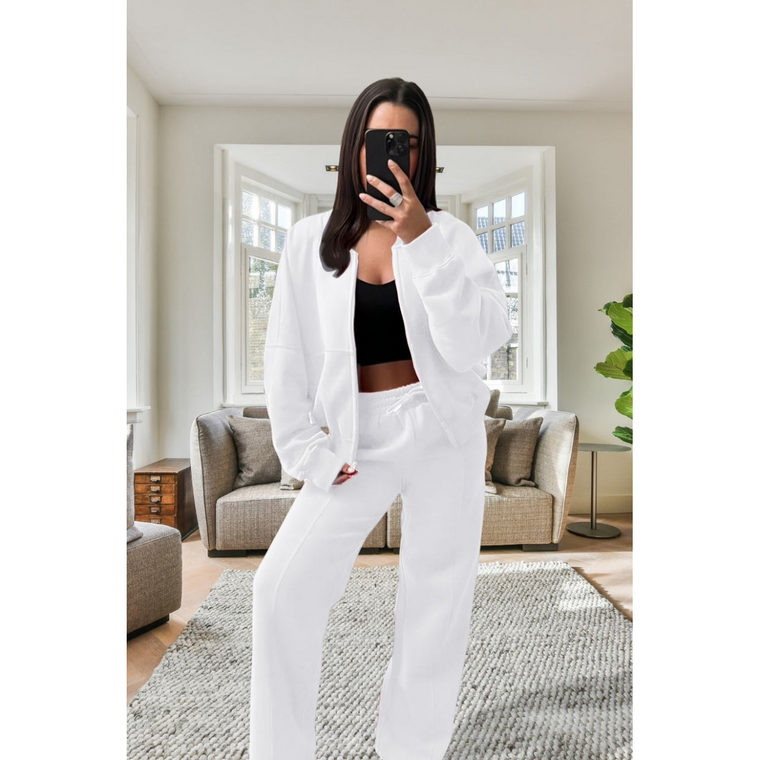 Stylish Oversized Fleece Tracksuit Set for Ultimate Comfort - Bleach Grey / S/M