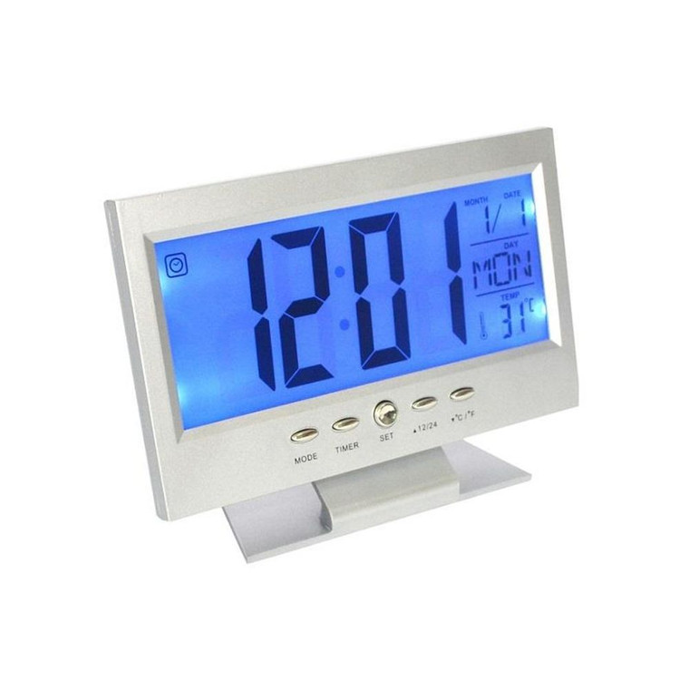 Kadio Voice Control LCD Clock w/ Temp & Day/Date DS-8082S