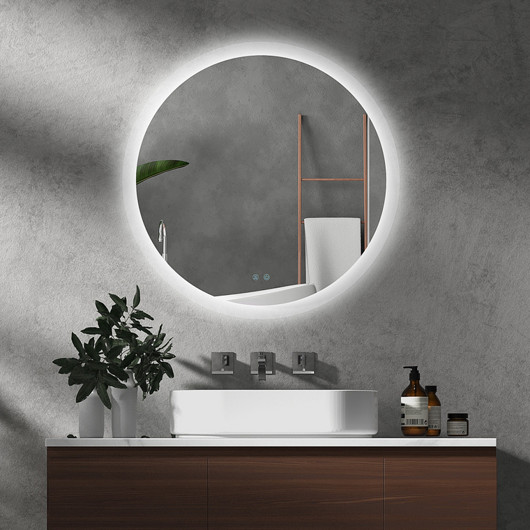 kleankin Illuminated Bathroom Mirror with LED Lights, Defogging Film, Silver
