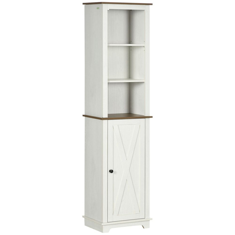 Tall Bathroom Cabinet Storage Cupboard with Door, Adjustable Shelves