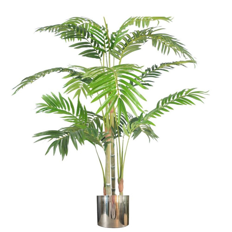 LARGE Tropical Plants Trees Exotic Tropical for Home or Office Display - Choice of Designs - - 120cm (4ft) Areca Palm Silver Planter