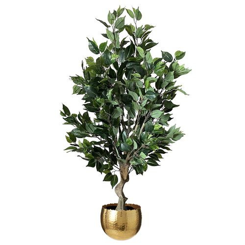 100cm Premium Artificial Ficus Twist Tree Gold Curve Planter