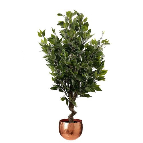 110cm Artificial Evergreen Twist Ficus Tree Copper Curve Planter