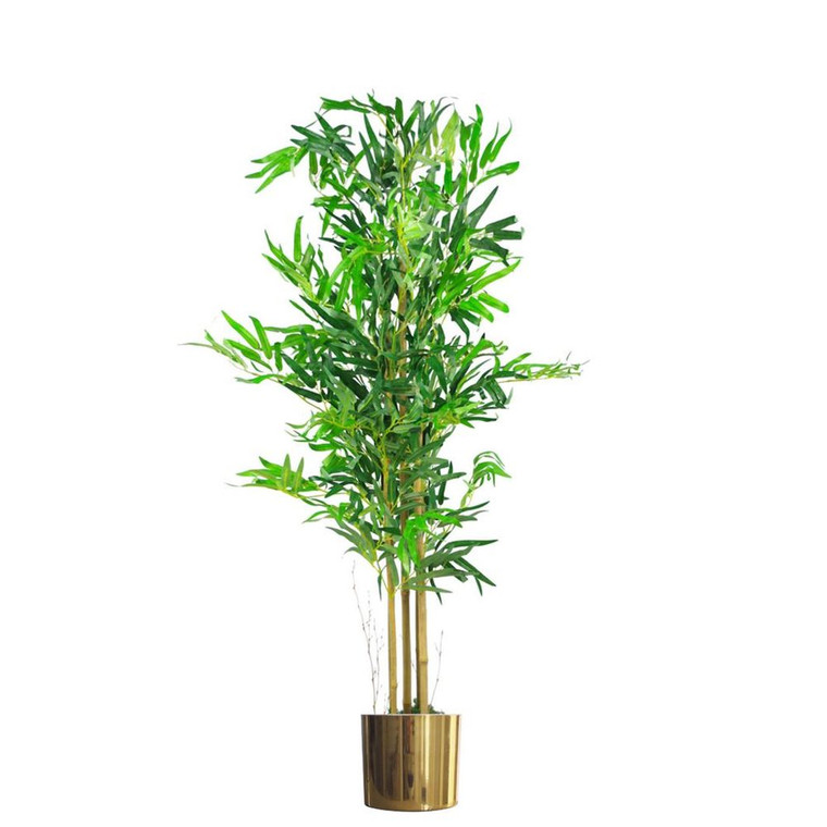 Premium Realistic 120cm Artificial Bamboo Trees with Gold Metal Planter - High Quality Indoor Plants