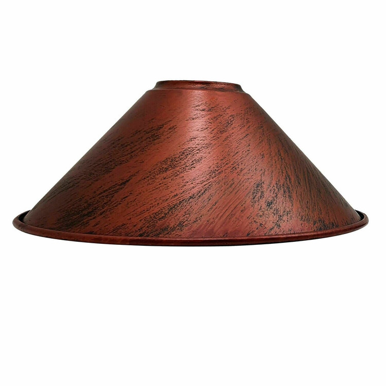 Vintagee 22 x 10cm Cone Light Shades Metal Easy Fit Ceiling Pendant Hanging Wall Lampshade - Rustic Red