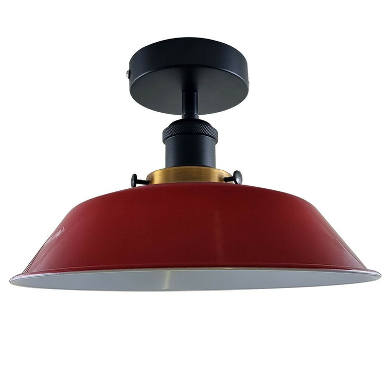 Modern Industrial Ceiling Light Fitting Flush Mount Light Metal Indoor Light - With Bulb / Red