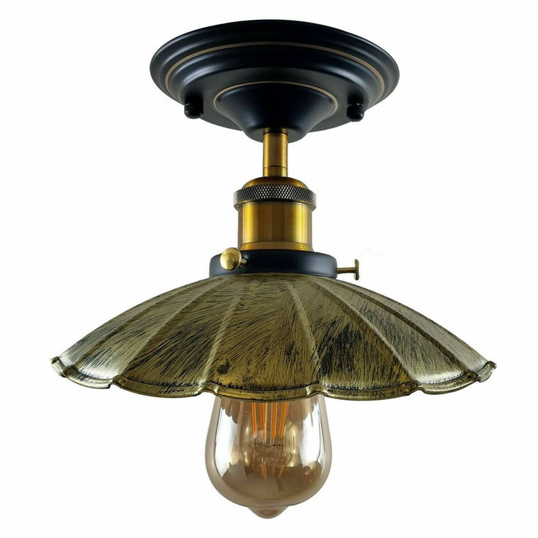 Modern Industrial Retro Loft Metal Ceiling Light Indoor Light Fitting Kitchen - With Bulb / Brushed Brass