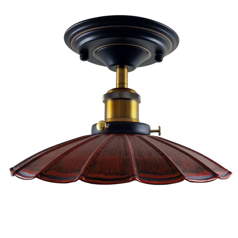 Modern Industrial Retro Loft Metal Ceiling Light Indoor Light Fitting Kitchen - With Bulb / Rustic Red