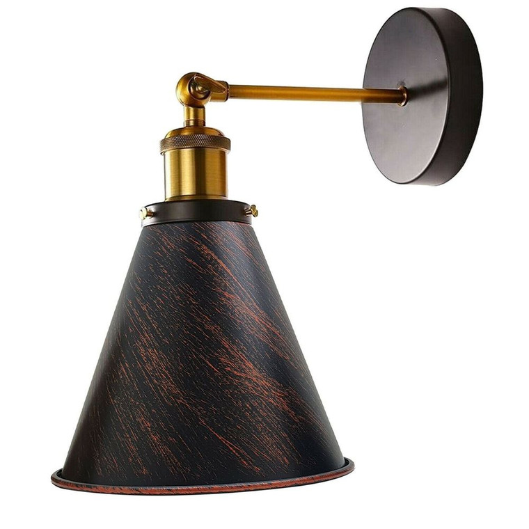 Vintage Industrial Metal Cone Wall Light: Kitchen & Living Room Lighting, Rustic Red/Copper/Silver Shade - Without Bulb / Rustic Red
