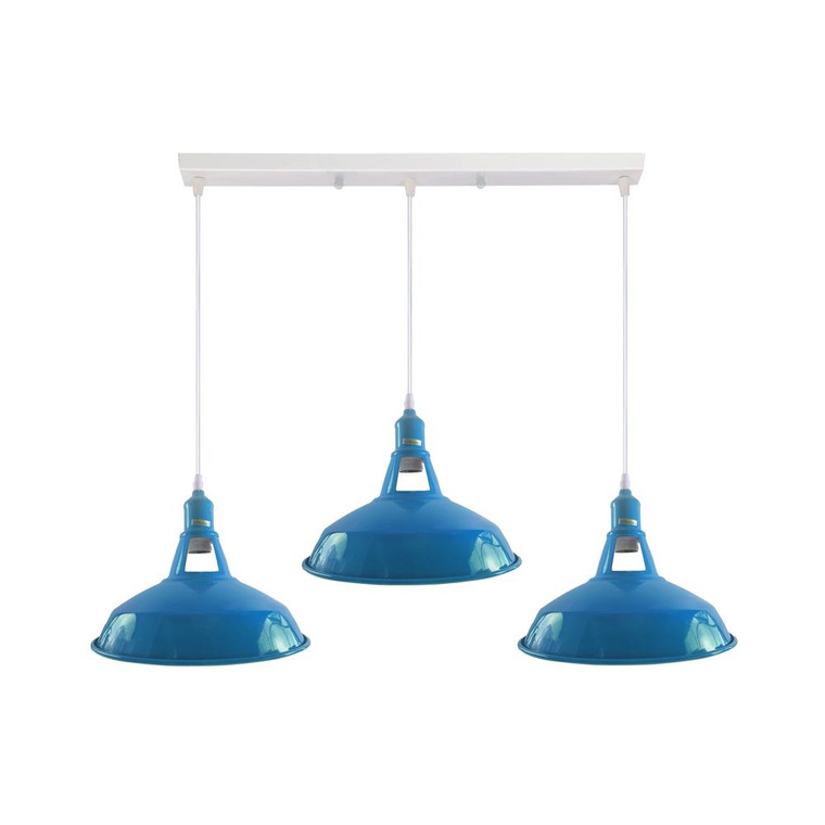 Industrial Vintage Loft Kitchen Bar 3 Lights Ceiling Barn-slotted Metal E27 - without bulb / White, Blue