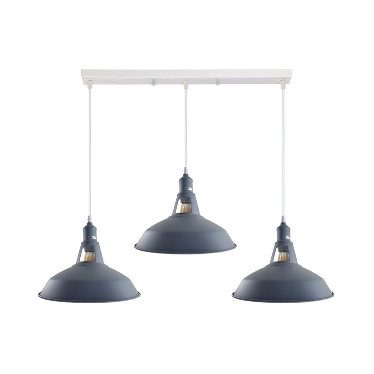 Industrial Vintage Loft Kitchen Bar 3 Lights Ceiling Barn-slotted Metal E27 - without bulb / White, Grey
