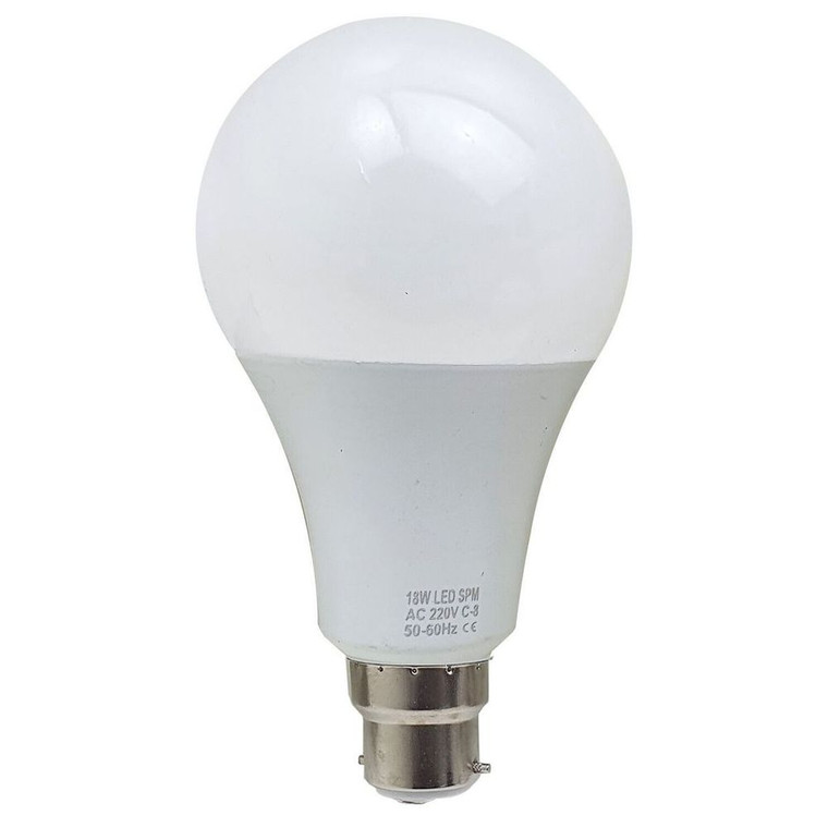 High Quality 18W B22 Screw LED Light Bulbs - Energy Saving, Cool White 6000K, Non Dimmable - Pack 1