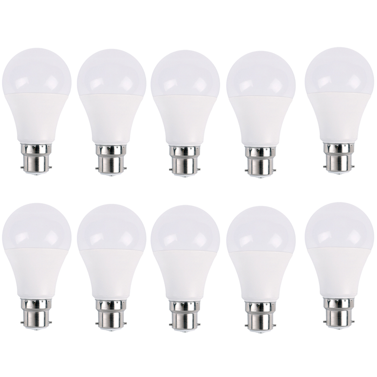 High Quality 18W B22 Screw LED Light Bulbs - Energy Saving, Cool White 6000K, Non Dimmable - Pack 10