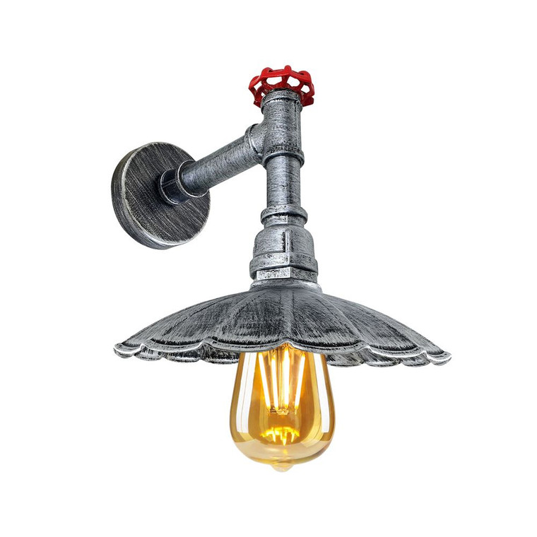 Vintage Industrial Retro Wall Shade Water Lighting E27 60W Kitchen Restaurant - without bulb / Brushed Silver