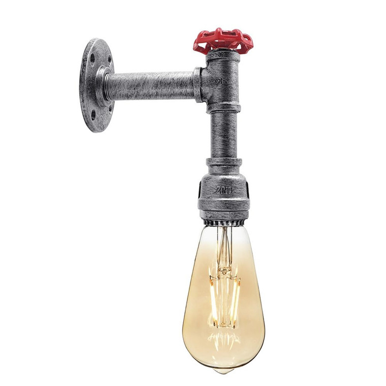 Vintage Industrial Retro  arm Water Pipe Valve Lamp E27 For Kitchen Restaurant - Brushed Silver