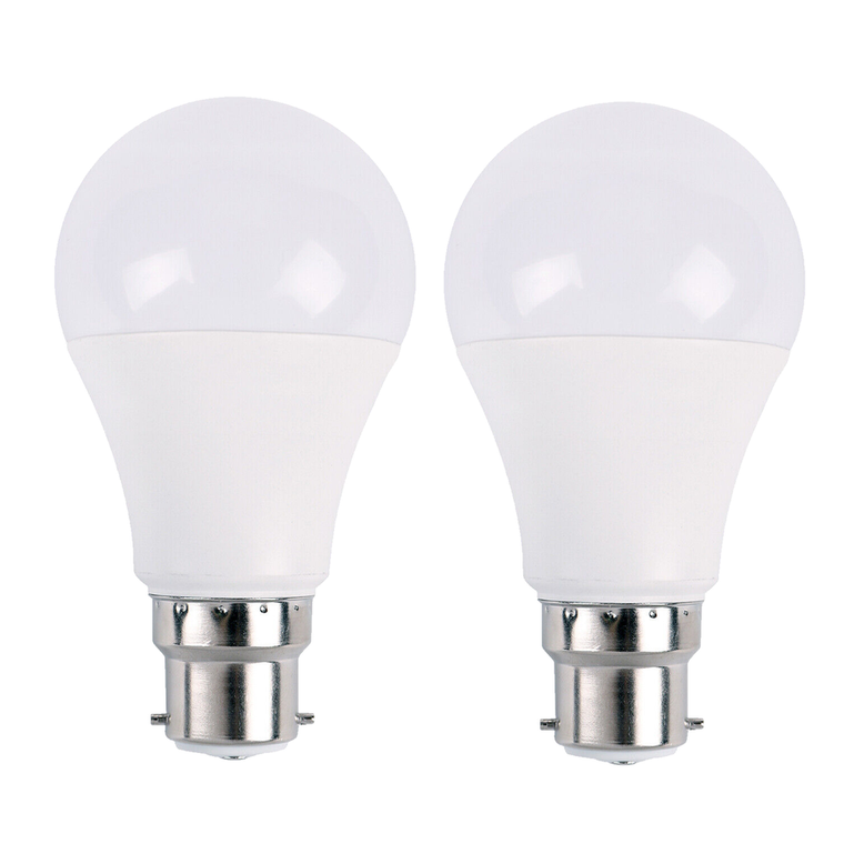 B22 12W Energy Saving Warm White LED Light Bulbs A60 B22 Screw-in non dimmable bulbs - Pack 2