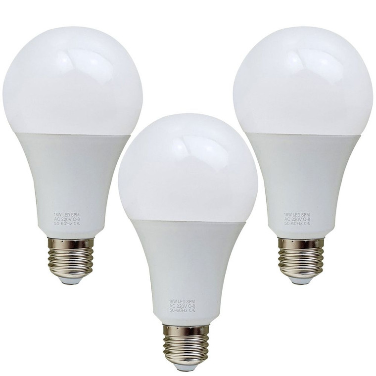 18W E27 Screw LED Light GLS bulbs, Energy Saving Edison  Cool White 6000K non dimmable lights - Pack 3
