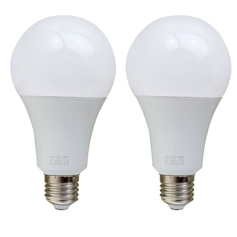 18W E27 Screw LED Light GLS bulbs, Energy Saving Edison  Cool White 6000K non dimmable lights - Pack 2