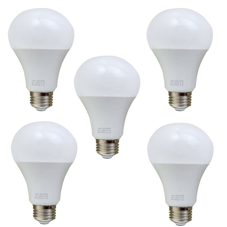 E27 18W Energy Saving Warm White LED Light Bulbs A60 E27 Screw-in non dimmable bulbs - Pack 5
