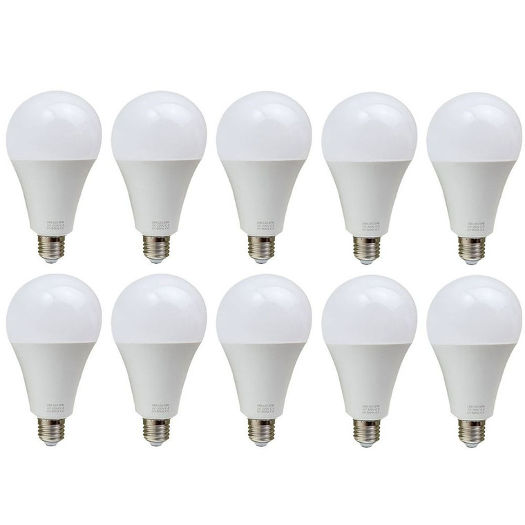 E27 25W Energy Saving Warm White LED Light Bulbs A60 E27 Screw-in non dimmable bulbs - Pack 10