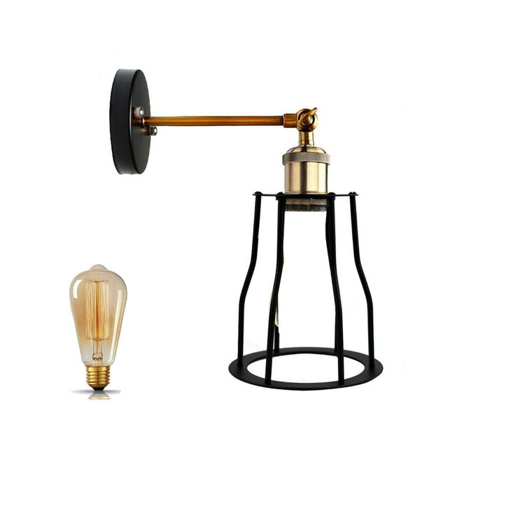 Morden Industrial Black Mug shape Wall Light  Adjustable Indoor Wall Sconce - With Bulb