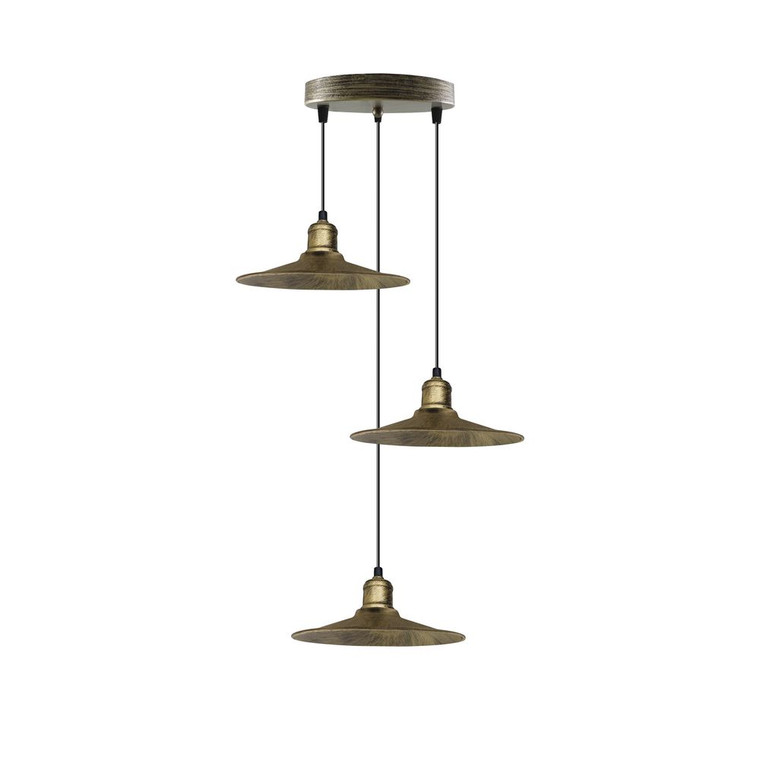 Vintage Industrial Brushed Brass Pendant Light - Metal Shade - 22cm - Easy Fit - High Quality