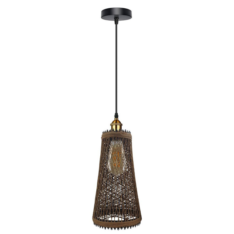 Vintage Industrial Rattan Wicker Pendant Light Shade - Stylish Ceiling Lamp for Home, Cafe, Bar - E27 Bulb Compatible