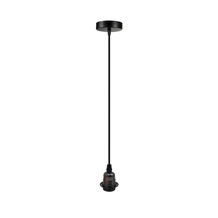 Vintage Industrial Black Pendant Light Fitting, lampshade Holder Fitting  Set with 2m Cable.
