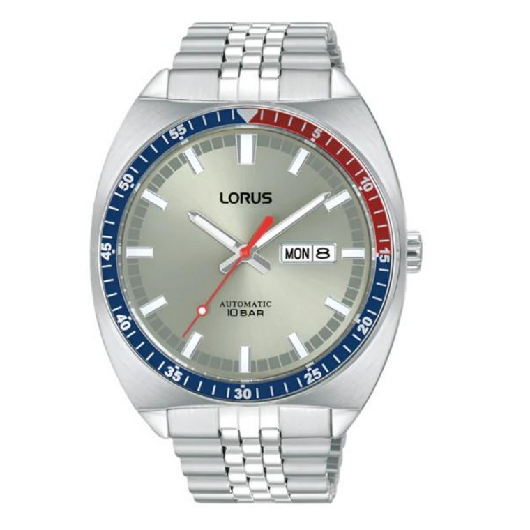 Lorus Mens Automatic Day Date Grey Dial Stainless Steel Bracelet Watch RL447BX9