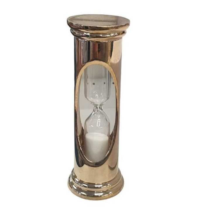 Gold Plated Mini Sand Timer Solid Brass - Elegant Miniature Clock (IMP803G)
